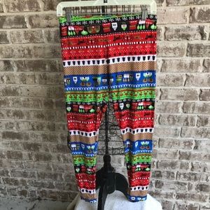 Christmas Leggings Horse Snowflakes New Mix EUC